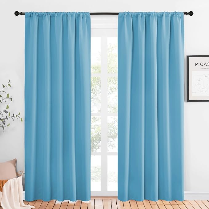 NICETOWN Window Curtains Blackout Drapes, Teal Blue, 1 Pair, 52 by 84-Inch by NICETOWN