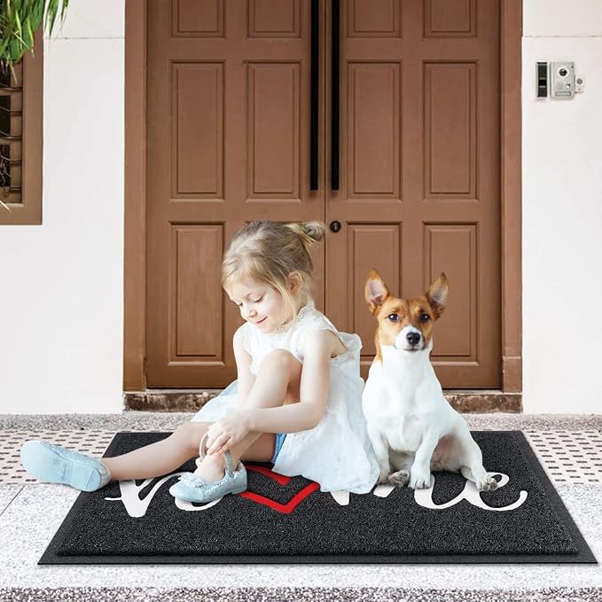CozyBounty Black Door Mat Welcome Mats Home Non-Slip Doormat - Image 2