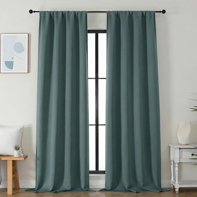 Simplebrand Ava Dark Green Blackout Curtains by Simplebrand