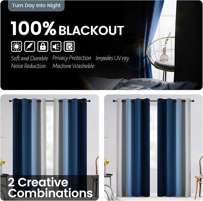 SimpleHome Ombre 100% Blackout Curtains - Image 5