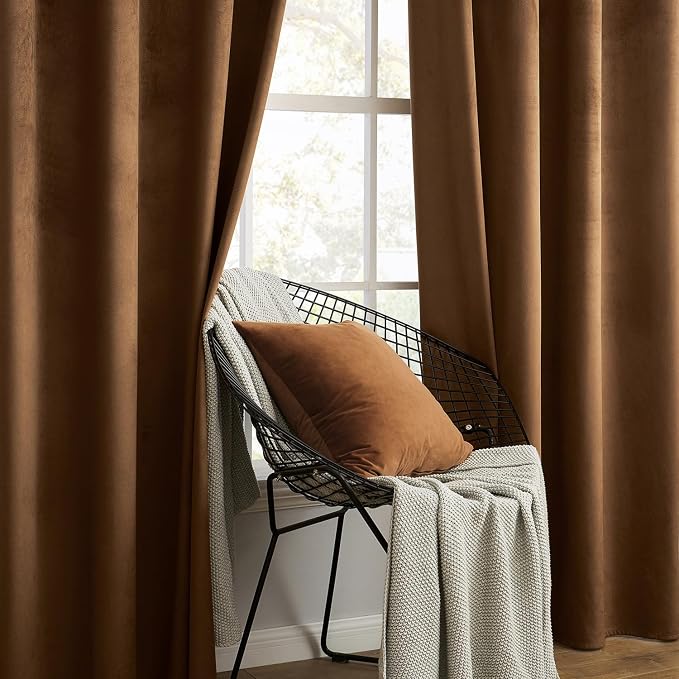 MIULEE Velvet Curtains Chocolate Elegant Grommet Thermal Insulated Soundproof - Image 6
