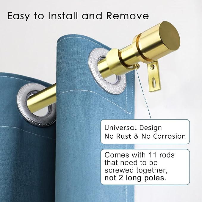 Byondeth Curtain Rods for Windows 16 to 170 Inches Adjustable Length 1 Inch - Image 2