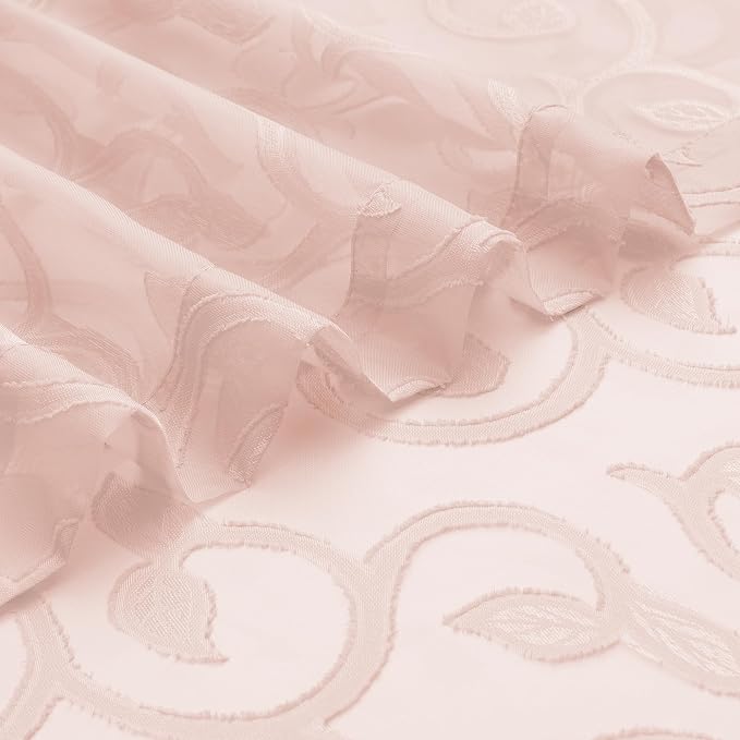 OWENIE Furman Blush Sheer Curtains, 72 inches Long 2 Panels Set, Light - Image 7