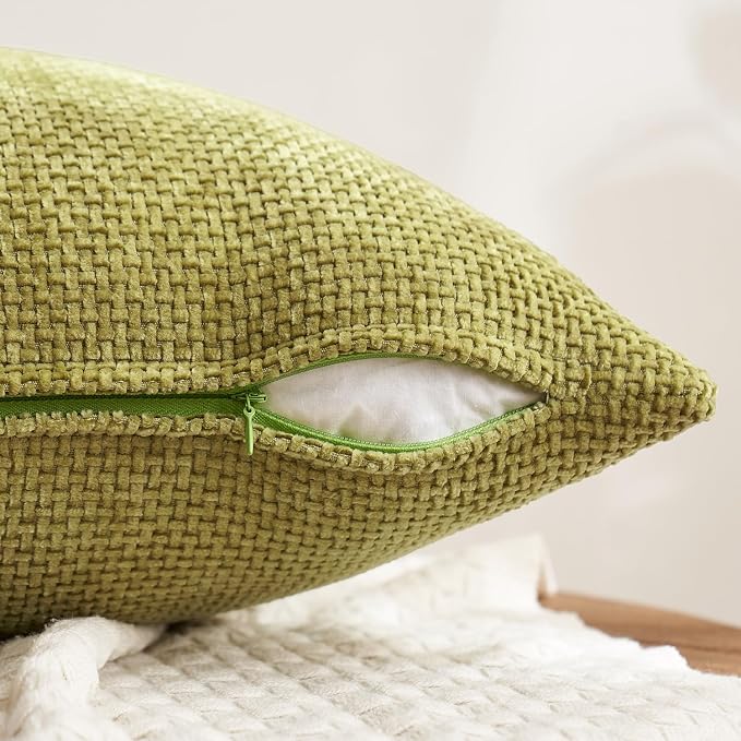 MIULEE Pack of 4 Burnt Orange Couch Throw Pillow Covers 18x18 Inch Yellow Green - Image 3