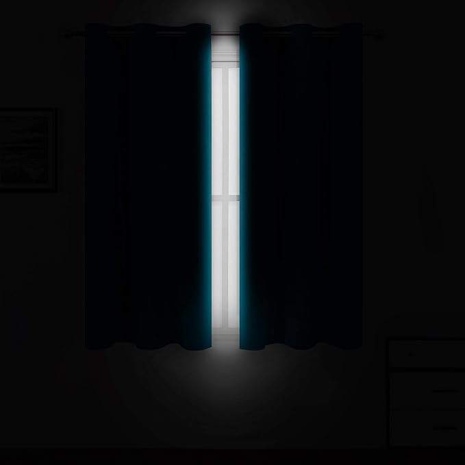 LEMOMO Teal Blackout Curtains 34 x 54 Inch Length/Set of 2 Curtain - Image 3