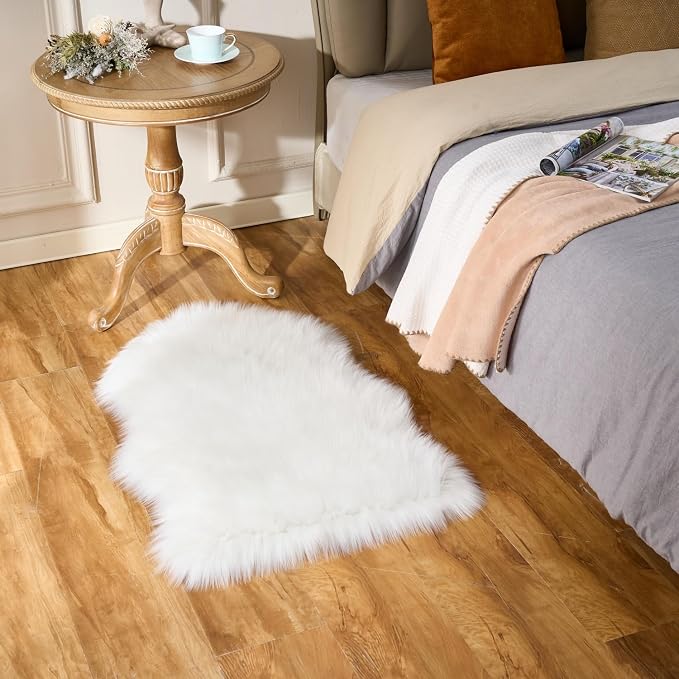 EasyJoy Ultra Soft Fluffy Shaggy Area Rug Faux Fur Rug Chair Cover Seat Pad - Image 3