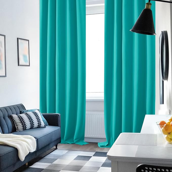 Deconovo Blackout Curtains, Thermal Insulated, W42 x L63 2 Panels, Back Tab - Image 4