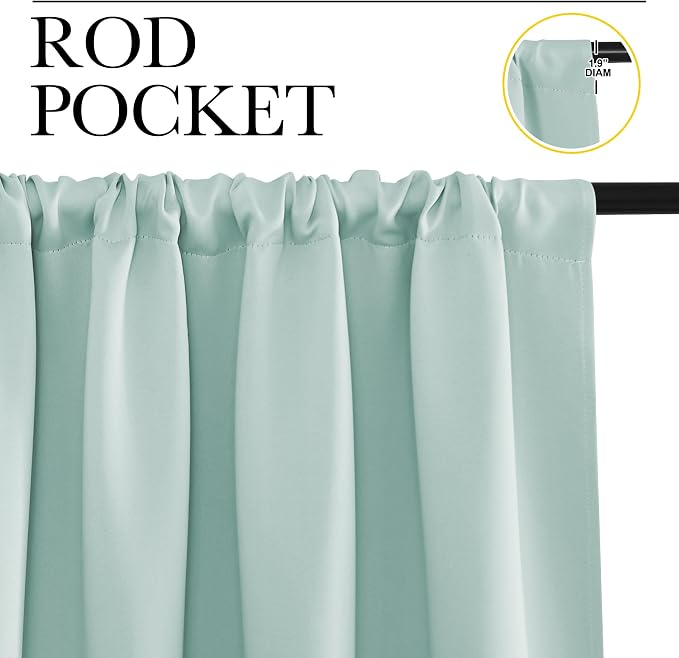 NICETOWN Blackout Curtains for Bedroom, Aqua Blue, 1 Pair, 62 by 63-inch - Image 2