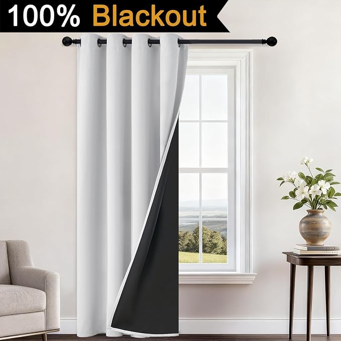 Yakamok 100% Blackout Curtains 96 Inches Long, 2 Thick Layers Heat and Full - Image 2
