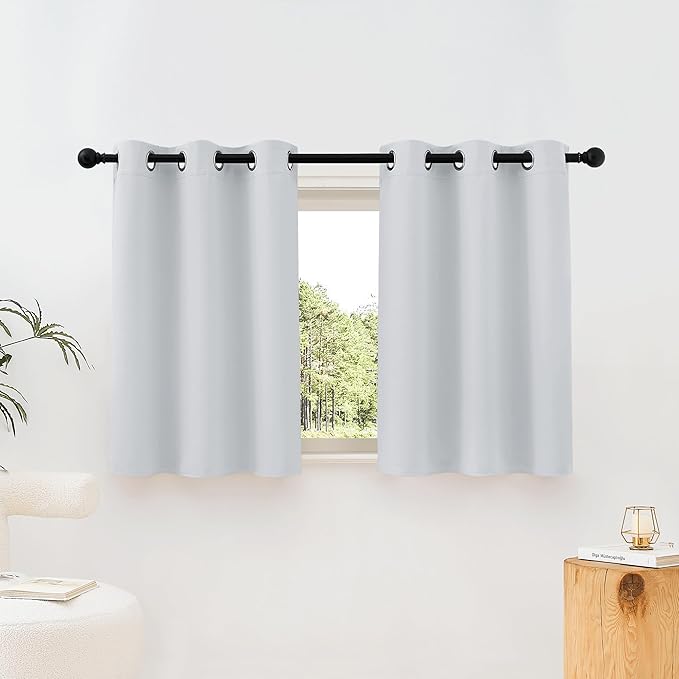 NICETOWN Greyish White Room Darkening Curtains Blackout 36 inch Curtains by NICETOWN