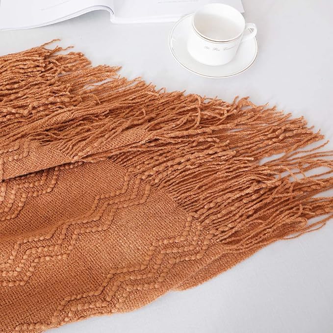 BOURINA Almond Throw Blanket 60x80 Inches Throw Textured Solid Soft Sofa Throw - Image 3
