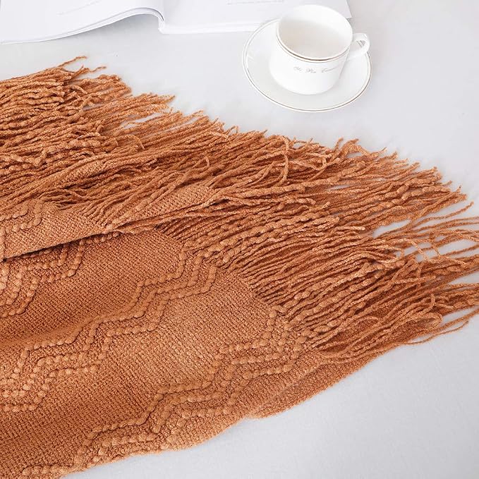 BOURINA Almond Throw Blanket 50 x90 Inches Throw Textured Solid Soft Sofa Throw - Image 3