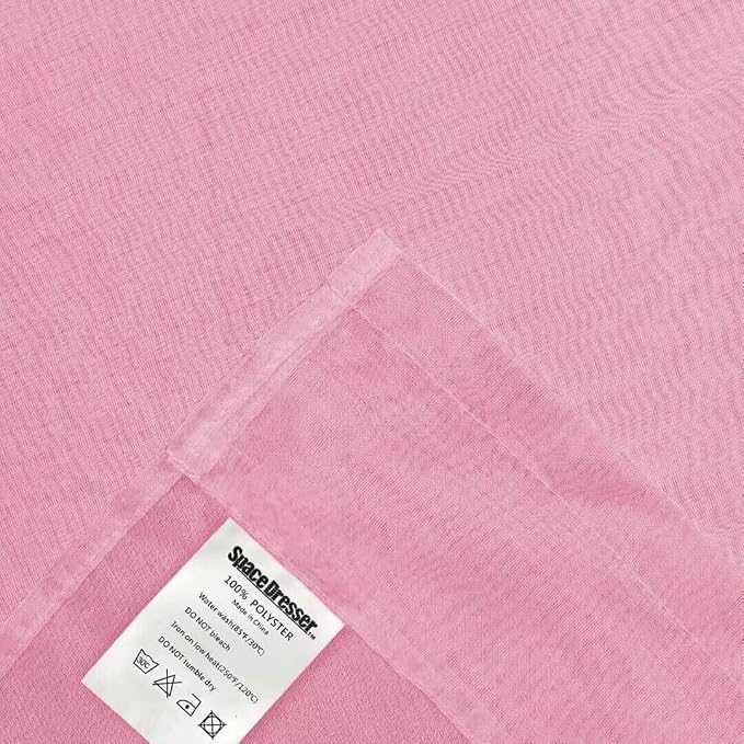 SpaceDresser Sheer Light Pink Curtains 4 Panels Rod Pocket Semi-Sheer Curtain - Image 5