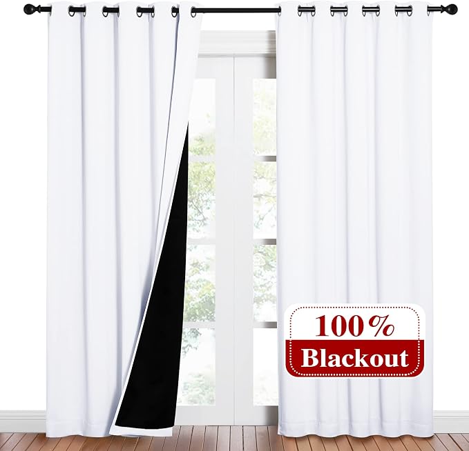 NICETOWN 100% Blackout Window Curtain Panels, Cold and Full Light Blocking - Image 2