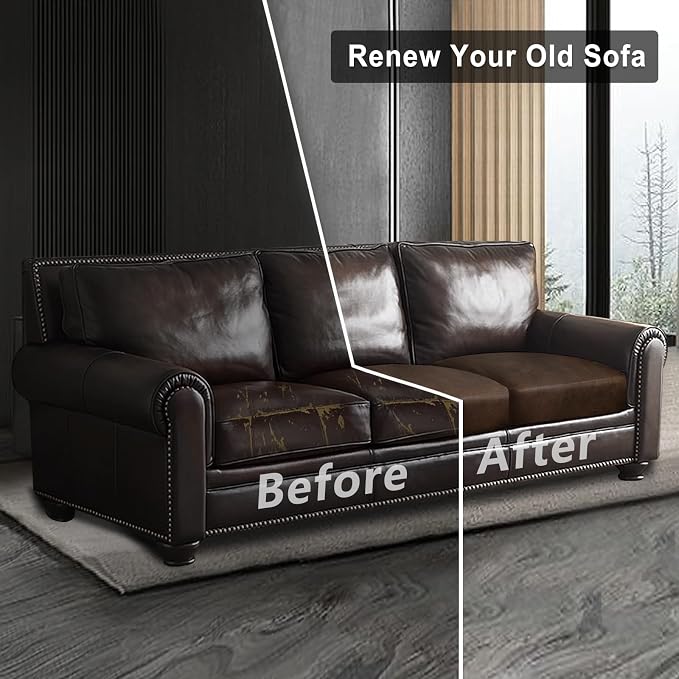 Leather Look Couch Cushion Covers Sofa Seat Slipcovers Sets Couches Furniture - Image 8