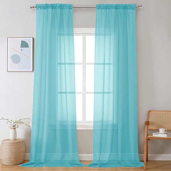 Chyhomenyc Sheer Curtains 108 Inch Length 2 Panels Set, Extra Long Light by Chyhomenyc