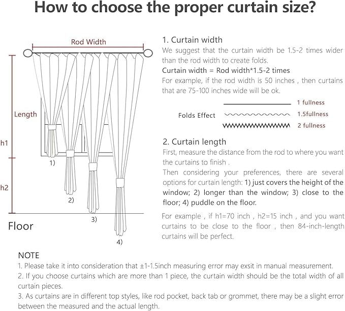 Joydeco Linen Curtains 2 Panel Set, Light Filtering, Ivory Linen Curtains 90 - Image 8