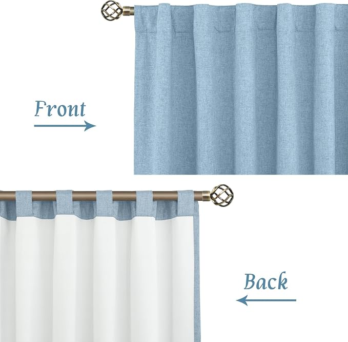Stone Blue 100% Blackout Linen Curtains 84 Inch - Image 7