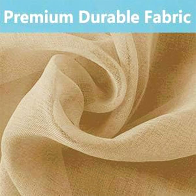 DWCN Taupe Sheer Curtains Semi Transparent Voile Rod Pocket Curtains - Image 6