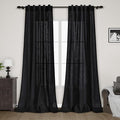 Black Linen Textured 96 Inch Curtains 2 Panel Set Back Tab Rod Pocket Sheer by Nanspring