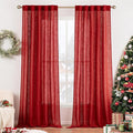 MIULEE Red Linen Curtains 90 Inch Long by MIULEE