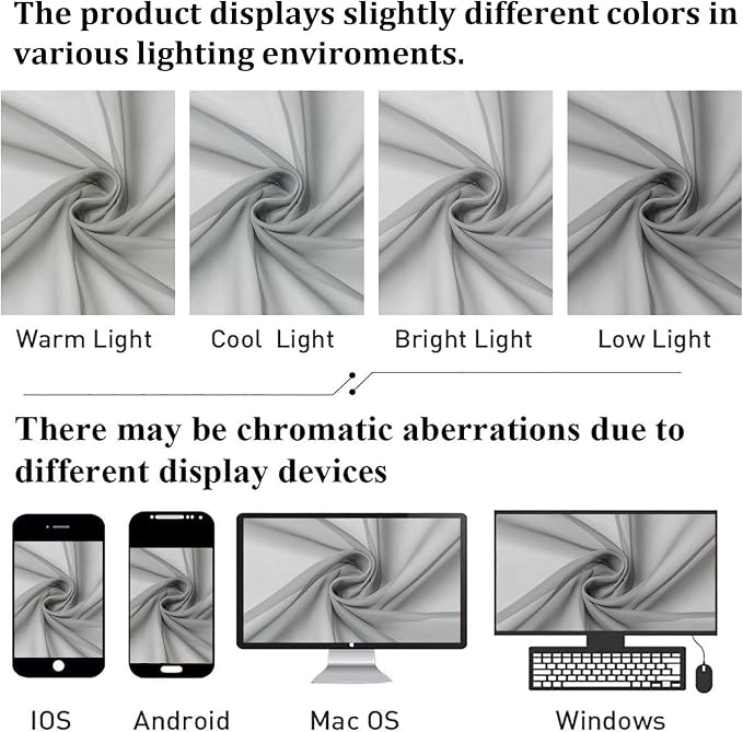 Lecloud Light Grey Sheer Curtains 90 Inches Long 2 Panels, Light Filtering - Image 8