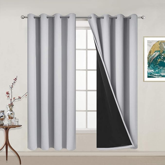 Yakamok 100% Blackout Lined Panels, Thermal Insulated Blackout Curtains by Yakamok