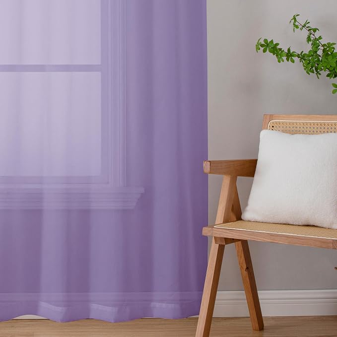 Lecloud Lavender Sheer Curtains 78 Inches Long 2 Panels Set, Light Filtering - Image 6