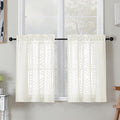 Simplebrand Semi Sheer Ivory Curtains 30 Inch Length 2 Panels, Geometric by Simplebrand