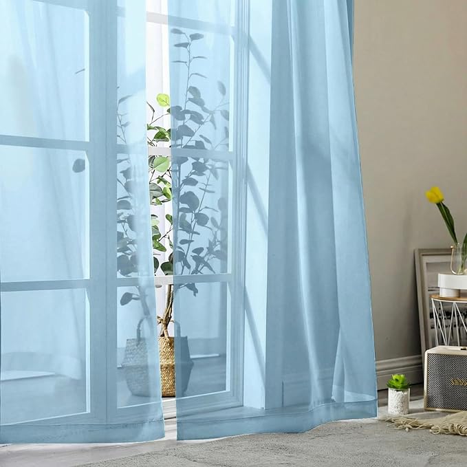 Sheer Curtains 63 Inch Length 2 Panels Set - Image 8