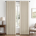 MIULEE 100% Blackout Linen Curtains 42 x 84 Inch Light Ivory 2 Panels | Thermal by MIULEE