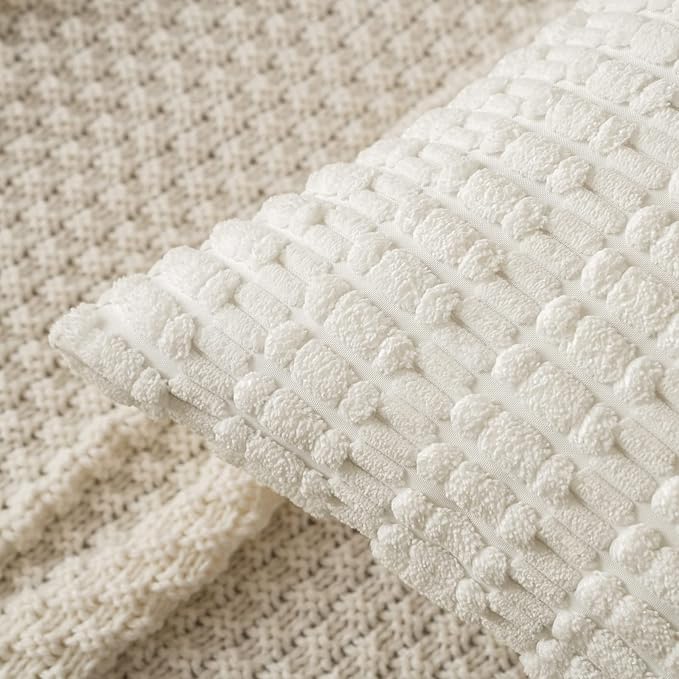 MIULEE Corduroy Decorative Throw Pillow Covers 20x20 Pure White Pack of 2 | - Image 5