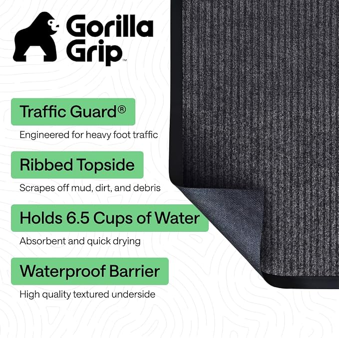 GORILLA GRIP Waterproof Traffic Guard Door Mat, 47x35 Indoor Outdoor Durable - Image 2