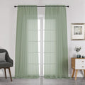 Chyhomenyc Sage Green Sheer Curtains 108 Inches Long by Chyhomenyc