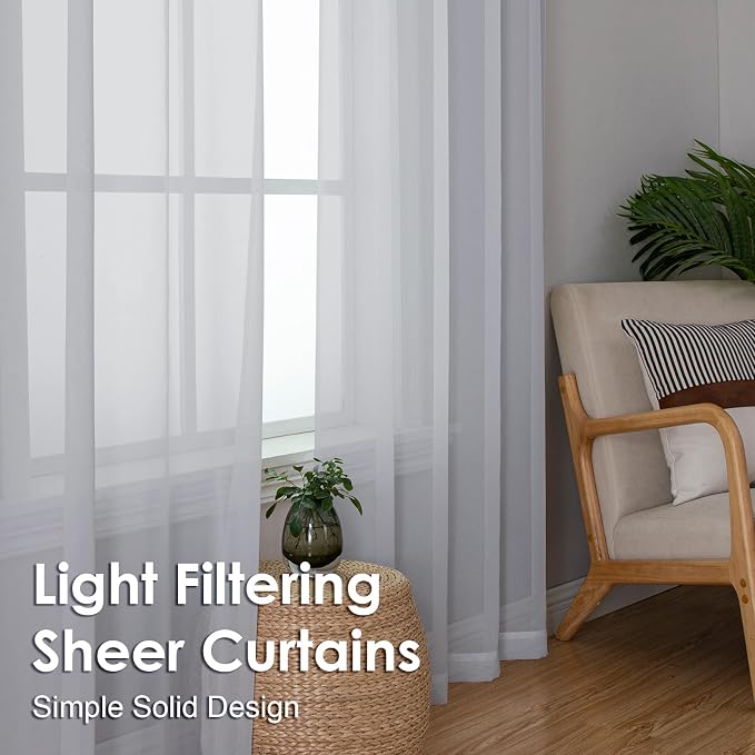 OVZME Light Grey Sheer Curtains 96 Inches Long 2 Panels - Image 6