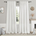 Nanspring White Linen Curtains for Living Room 93 Inches Long Extra Long Back by Nanspring