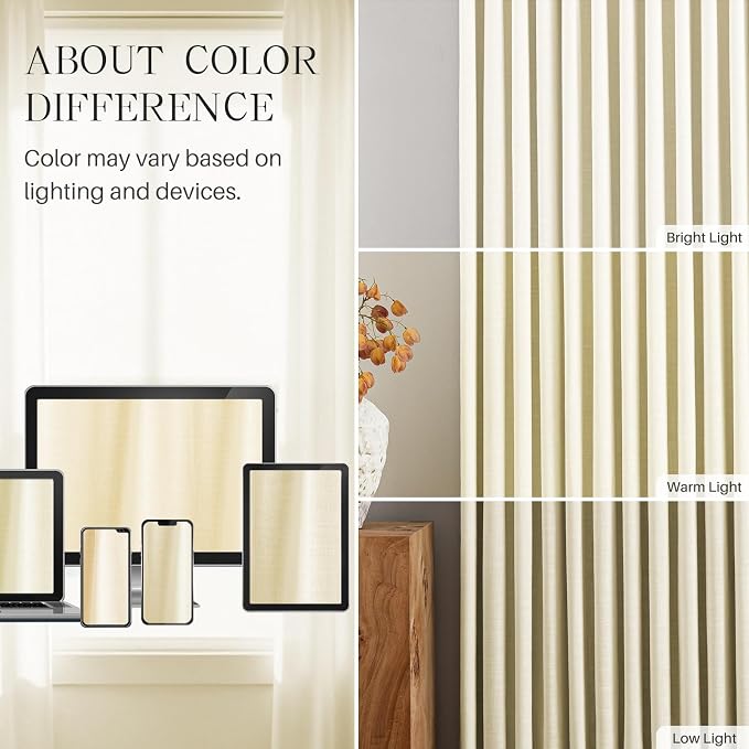 Pinch Pleated Linen Curtains 100% Blackout 95 Inches Long - Image 5