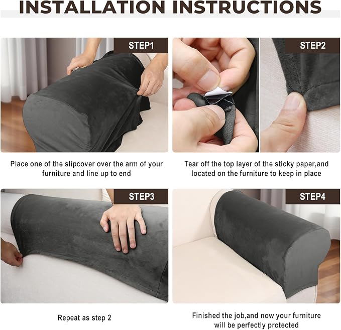 Couch Arm Covers 2 Pcs Sofa Armrest Covers Stretch Couch, Armrest Cover - Image 4