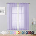 Simplebrand Lavender Sheer Curtains 63 Inch Length 2 Panels, Rod Pocket Solid by Simplebrand