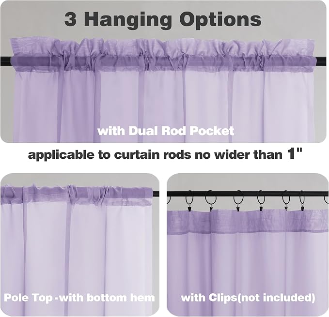 Chyhomenyc Lilac Sheer Curtains 120 Inches Long - Image 4