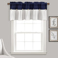 Lush Decor Linen Button Farmhouse Valance Curtians 52"W x 18"L Navy & White by LushDecor