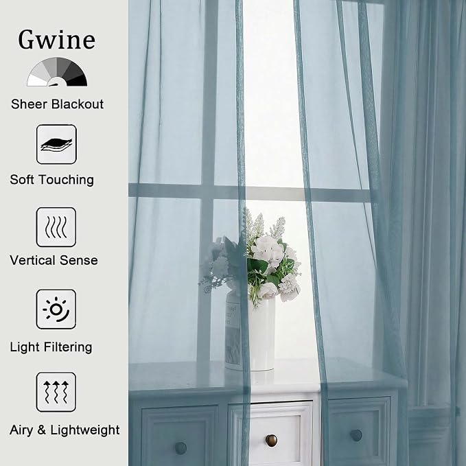 Gwine Short Kitchen Sheer Curtains 36 Inch Length - Image 4