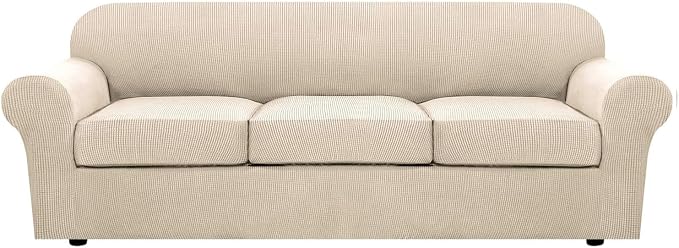 4 Piece Stretch Sofa Covers for 3 Cushion Couch Covers Furniture Slipcovers for by HVERSAILTEX