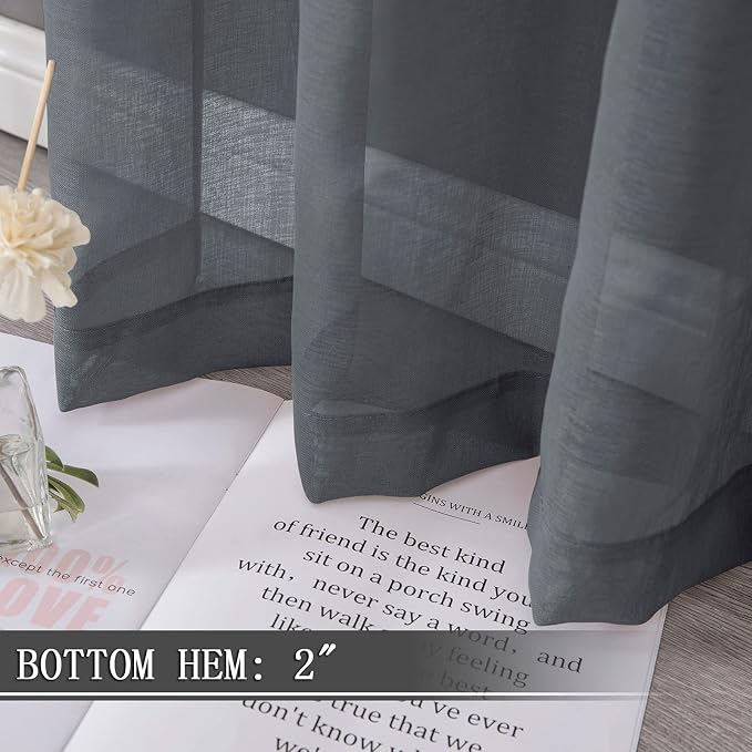 Tollpiz Sheer Curtains Living Room Linen Textured Curtain Sheers Light - Image 4