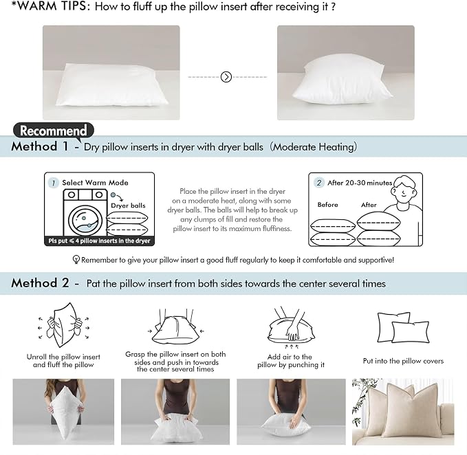 MIULEE 12x20 Pillow Inserts, Double-Layer Down-Proof Cotton Cover, Decorative - Image 8