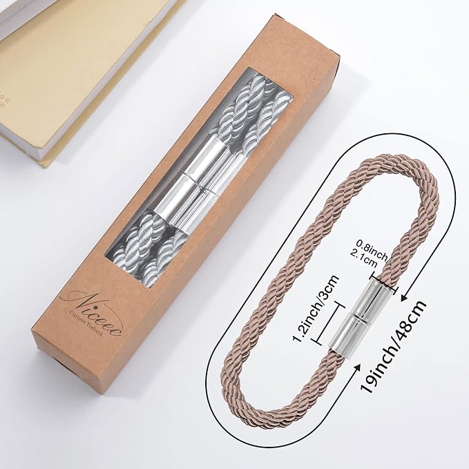 NICEEC 2 Pack Strong Magnetic Curtain Tiebacks Modern Simple Style Drape Tie - Image 5