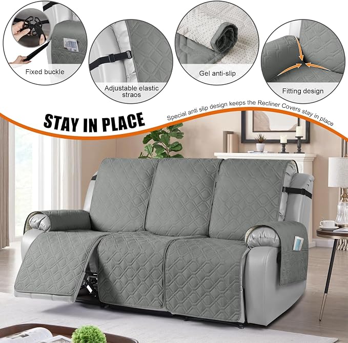 VANSOFY Waterproof Recliner Couch Covers, Sofa Covers 1-Piece Washable - Image 3