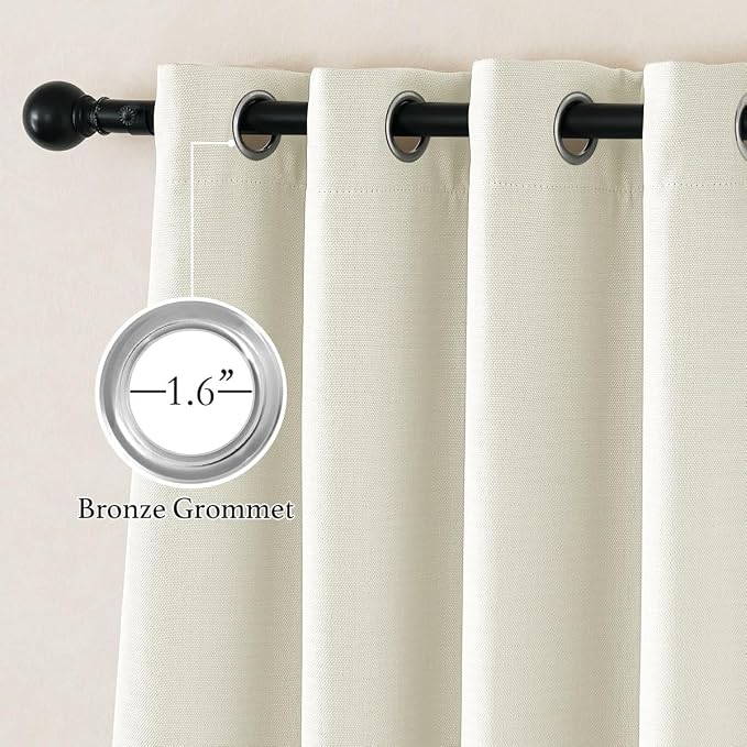 NICETOWN Faux Linen 100% Blackout Living Room Curtains 96 inches Long, W52 x L96 - Image 2