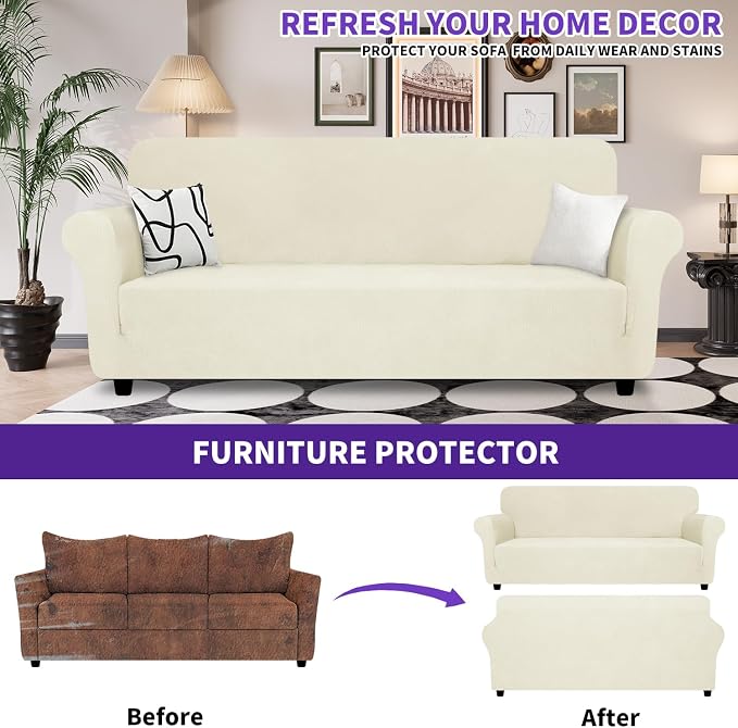 ZNSAYOTX Oversized Super Stretch Couch Cover, New Striped Sofa Covers - Image 2