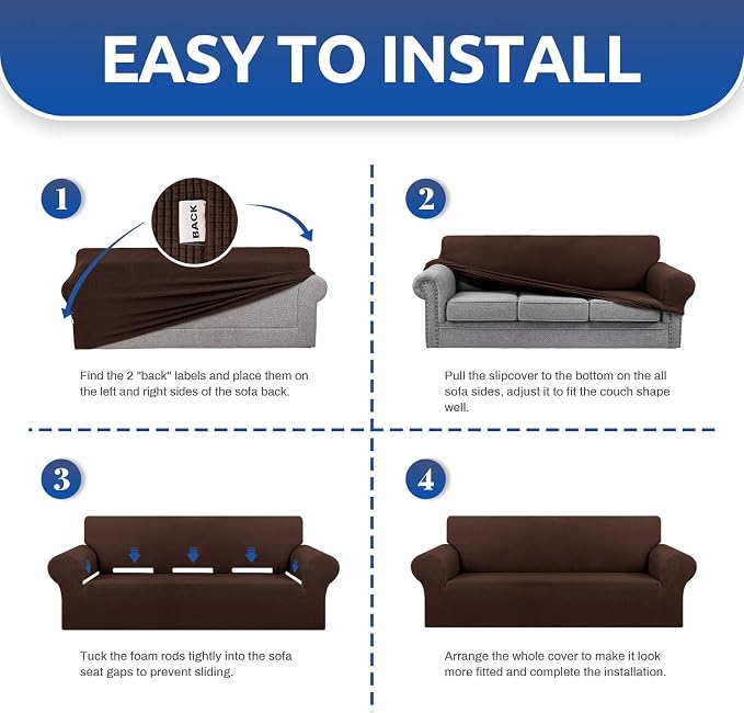 KEKUOU Stretch Oversized Sofa Slipcover 1 Piece Couch Sofa Cover Furniture - Image 5